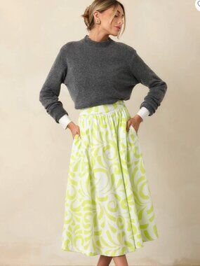 Prosperina Erica Multi Print Cotton Midi Skirt